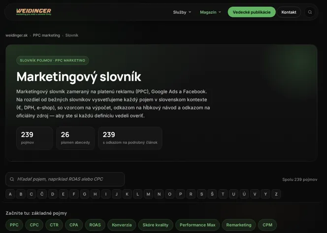Slovník pojmov na weidinger.sk po zlúčení troch webov