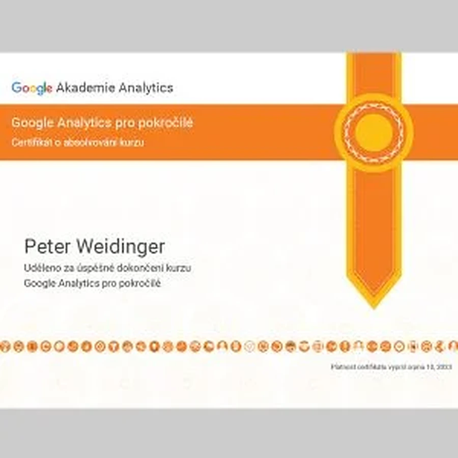 Google Analytics pre pokročilých certifikát