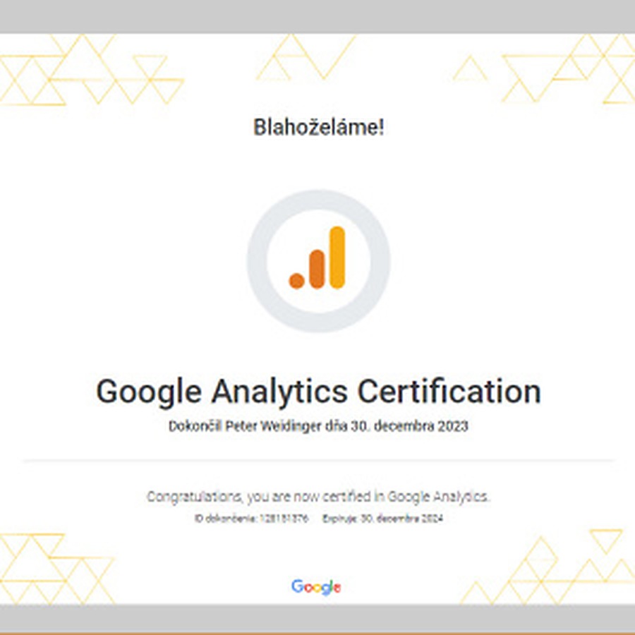 Google Analytics 4 certifikát
