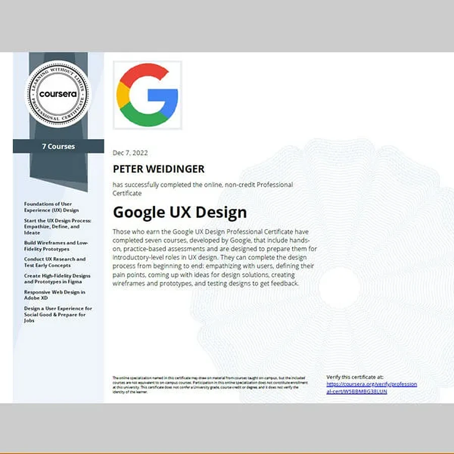 Google UX Design certifikát