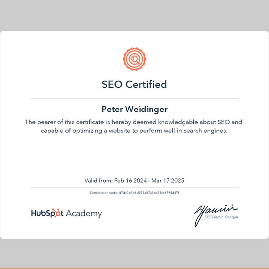 HubSpot SEO certifikát