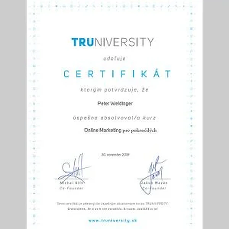 Marketing pre pokročilých certifikát