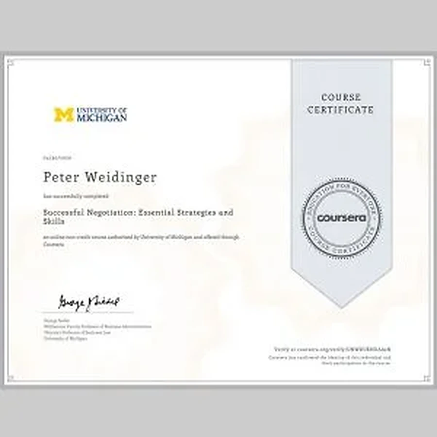 Negotiation certifikát